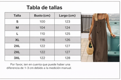 Vestido Luna Backless — Largo Sin Espalda con Tirantes Ajustables