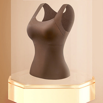 Camiseta de tirantes térmica con cuello en U y sujetador incorporado para mujer