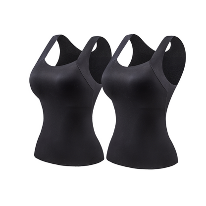 Camiseta de tirantes térmica con cuello en U y sujetador incorporado para mujer